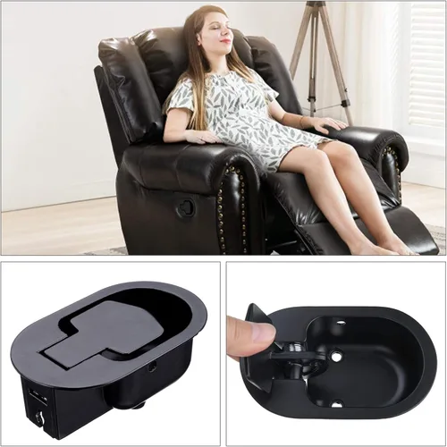 Miniatura 6 de 2 juegos de piezas de repuesto para sillón reclinable, mango reclinable de metal, cable de liberación para Ashley y la mayoría de sofás reclinables