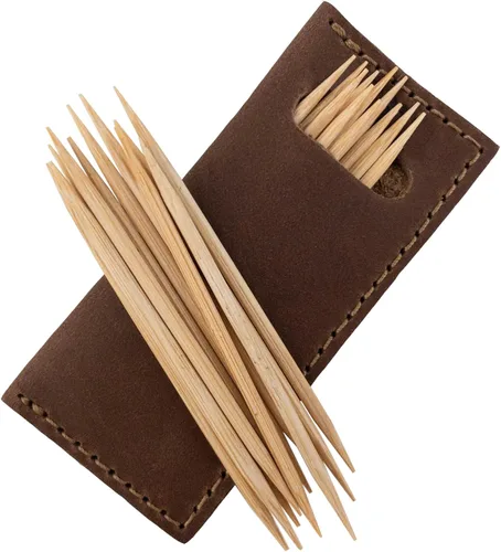 Miniatura 11 de Hide & Drink, Juego de 4 estuches para púas de dientes, accesorios de cocina, cuero de grano completo, hecho a mano, marrón bourbon Bourbon Marrón