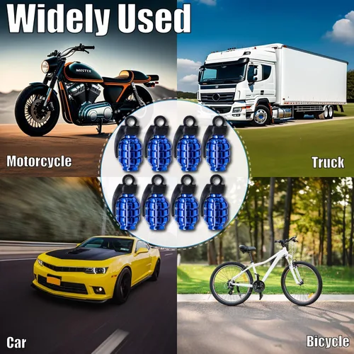 Miniatura 3 de 8 tapas de vástago de válvula de neumático, tapas de válvula de neumático de acero inoxidable para automóviles, camiones, SUV, motocicletas, Azul