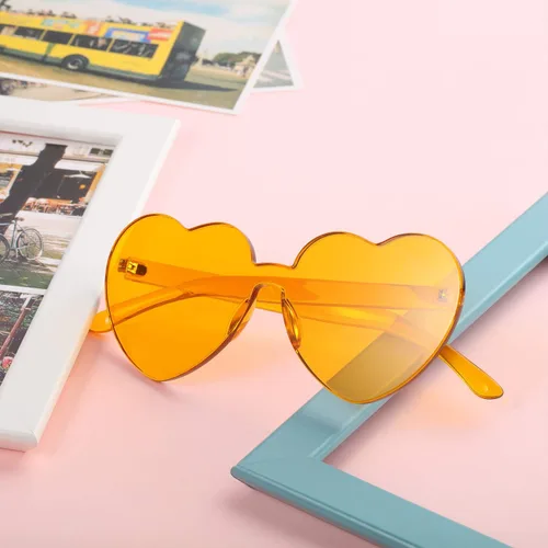 Miniatura 5 de Maxdot - Lentes de sol transparentes sin marco con forma de corazón para fiestas