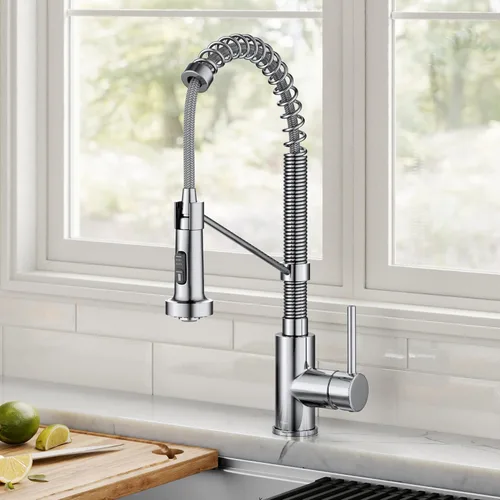Miniatura 2 de Kraus Bolden - Grifo de cocina de estilo comercial de 2 funciones con mango individual extraíble en cromo, KPF-1610CH (Paquete de 1)