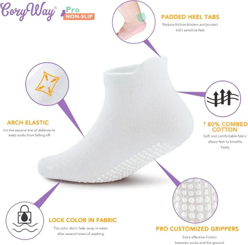 Miniatura 2 de CozyWay - Calcetines antideslizantes para bebés niños y niñas paquete de 6 y 12 unidades calcetines y tobilleras antideslizantes para bebés y niños