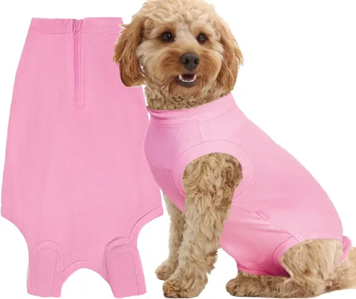 Miniatura 52 de Traje de Recuperación Wabdhaly para Perros, Traje de Cone de Perro con Cremallera Alternativa para Cirugía de Esterilización Femenina, Traje
