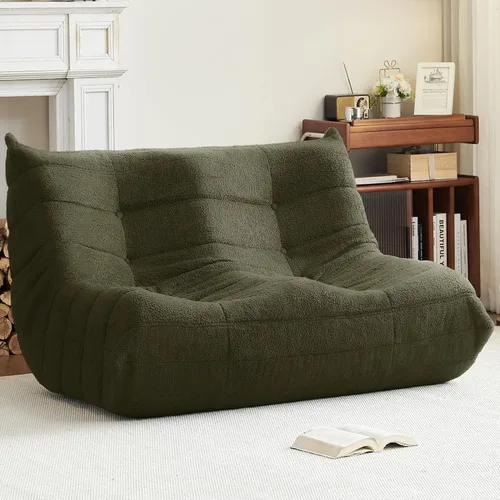 Miniatura 10 de Silla Puf, Silla Puf Loveseat junto a la Chimenea Sofá Puf para Adultos, Sillas Puf de 2 Plazas para Adolescentes con Espuma de Alta Resistencia