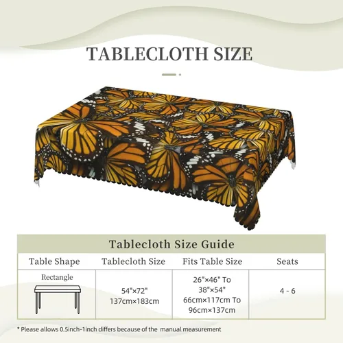 Miniatura 6 de BONDIJ Monarch - Mantel rectangular con diseño de mariposas impermeable, resistente a las arrugas, para comedor, cocina, fiestas, vacaciones, 54 x