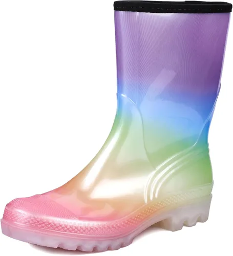 Miniatura 73 de DKSUKO Waterproof Womens Rain Boots insulated,Lightweight Rubber fashion Boots in Gardening,Warm and Comfortable Wide Calf Rain Boots with Glossy in