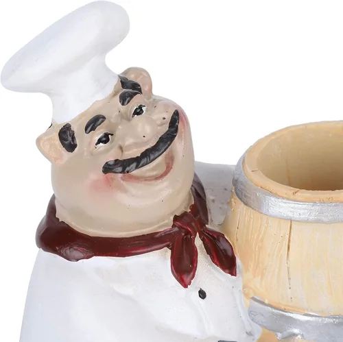 Miniatura 8 de Agatige Figuras de chef, soporte para palillos de dientes, dispensador de palillos de dientes de resina con estatua de chef italiano, decoraciones
