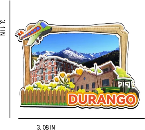 Miniatura 3 de Durango - Imán de madera para nevera, diseño de México, 3D, recuerdos coleccionables, decoración hecha a mano, 2036