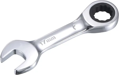 uxcell Llave combinada de trinquete rechoncha de 0.669 in métrica 72 dientes 12 herramientas terminadas en caja de puntos, CR-V