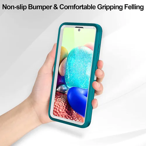 Miniatura 6 de Jelanry - Carcasa resistente para Samsung Galaxy A71 5G, color menta/blanco Dual-layer Shockproof Protective Hard Back Cover, anti-dust scratch