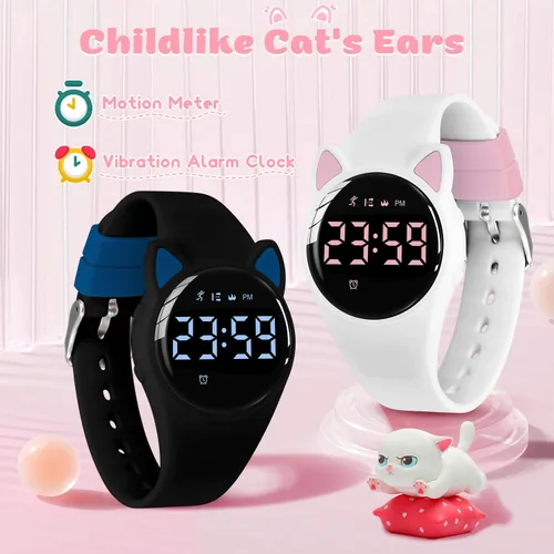 Miniatura 2 de Relojes digitales para niños y niñas, reloj deportivo con rastreador de fitness, podómetro, reloj despertador, cronómetro, no necesita aplicación