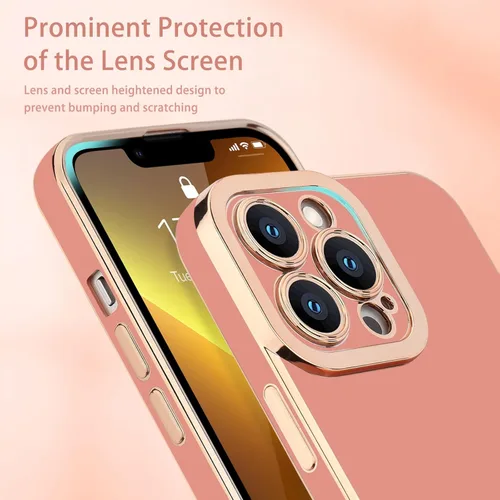 Miniatura 2 de Lafunda Diseñada para iPhone 13 Pro, fundas lujosas con chapado lindo para mujeres y niñas, elegante borde dorado, a prueba de golpes, TPU con funda