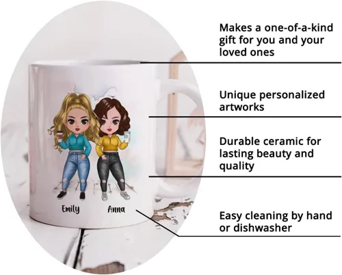 Miniatura 5 de GOSSBY Taza personalizada (2 Sisters) ¡Aparentemente somos problemas cuando estamos juntos, quién sabía! Taza personalizada para mejor amiga