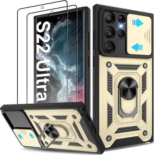 Miniatura 101 de ATUMP Funda para T-Mobile Revvl V Plus 5G con protector de pantalla HD con cubierta de cámara deslizante, soporte de anillo de rotación de 360° Negro