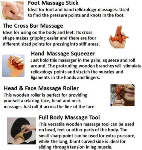 Miniatura 2 de Reflexology - Masajeador tailandés tradicional de madera para cuerpo completo, gancho para espalda, spa, cara, terapia Gua Sha, herramienta