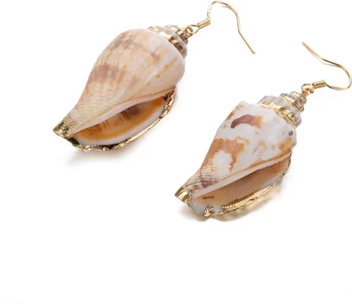 Miniatura 3 de lureme Joyería de playa Casual Seashell Conch Drop Cuelga Pendientes para Mujeres y Niñas (er006199)