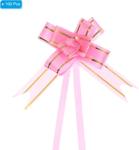 Miniatura 3 de PATIKIL Lazos de regalo, 100 unidades, canastas de regalo, lazos para envolver regalos, hilo dorado, lazos de regalo de Navidad, a granel para Rosa