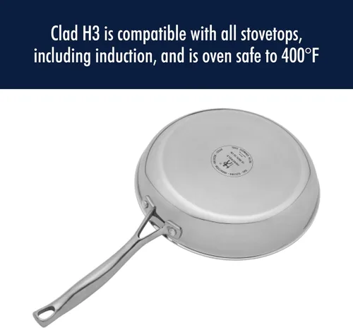 Miniatura 7 de HENCKELS Clad H3 Juego de ollas y sartenes de 10 piezas con revestimiento cerámico antiadherente para inducción, de acero inoxidable, duradero