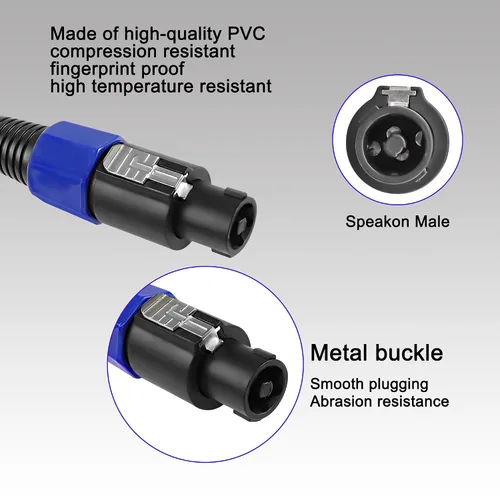 Miniatura 8 de MEIRIYFA Cables de altavoz profesional de Speakon a 1/4 de pulgada, macho Speakon a hembra de 1/4 de pulgada, cable de altavoz con bloqueo giratorio