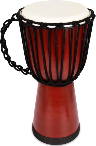 ArtCreativity Set de tambor Djembe de madera de 16 pulgadas con baquetas, diseño de tambor africano de madera marrón rústico, instrumento musical