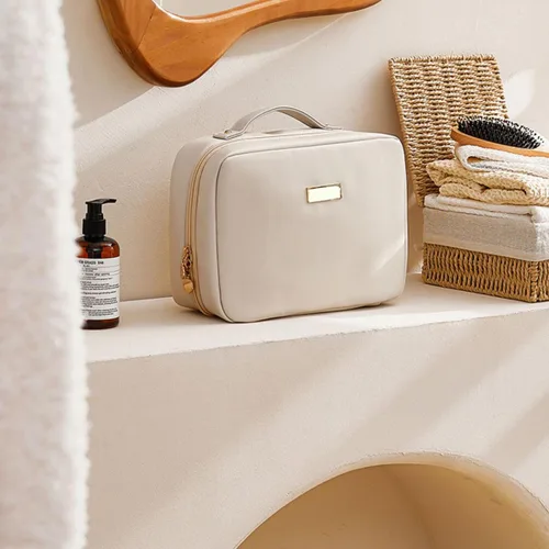 Miniatura 8 de Bolsa cosmética portátil de gran capacidad, Productos para el cuidado de la piel, Bolsa de almacenamiento de cepillo de maquillaje, Bolsa de Rosa