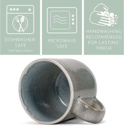 Miniatura 4 de Elanze Designs - Taza de café de cerámica con esmalte reactivo brillante de gran tamaño de 17 onzas líquidas para uso diario en la cocina, grado