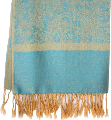 Miniatura 9 de SILVERFEVER - Chal vintage para mujer, estampado de cachemira jacquard, pashmina, para ocasiones especiales, bufanda de noche, estola de doble cara
