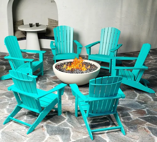 Miniatura 12 de BRIOPAWS - Juego de 2 sillas Adirondack Tamaño grande Silla para hoguera Plástico HDPE Para todo tipo de clima para terraza, al aire gris