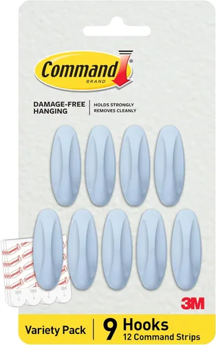 Miniatura 8 de Command Ganchos medianos de diseño, negro, 9 ganchos, 12 tiras