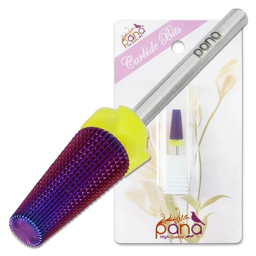 PANA Broca de carburo de uñas 5 en 1 con vástago de 3/32 pulgadas - (grueso triple - grano extra fino, púrpura) - rotación bidireccional para uso