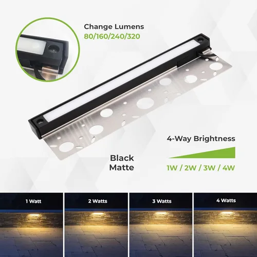 Miniatura 2 de LUMENGY Luz LED Hardscape de 12 pulgadas, 1 a 4 vatios regulable, 2700 K blanco cálido, 12 V, función fácil de reemplazar, incluye 3 placas
