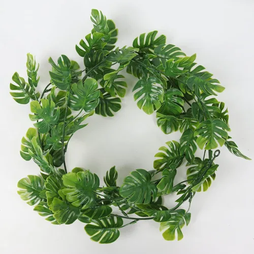 Miniatura 7 de RECUTMS 2 piezas de enredaderas de hojas de Monstera artificiales de 5.9 pies, plantas de hiedra colgantes falsas, hojas de palmera tropical falsas