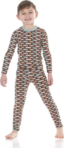 Miniatura 27 de KicKee Pants Conjunto de pijama de manga larga con estampado de piezas