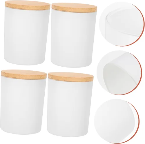 Miniatura 6 de TEHAUX 4 juegos de recipientes de muestra de taza de vela transparente Portavelas Vintage Candelabro Tarro de vela de cera Taza Tealight Taza