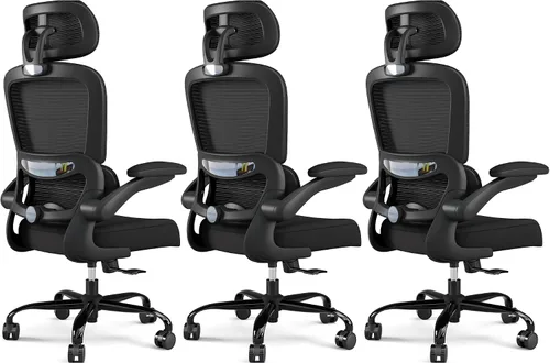 Miniatura 19 de TRALT Silla de oficina ergonómica, silla de escritorio de malla para el hogar de 330 libras, sillas de escritorio de oficina con ruedas, cómodas