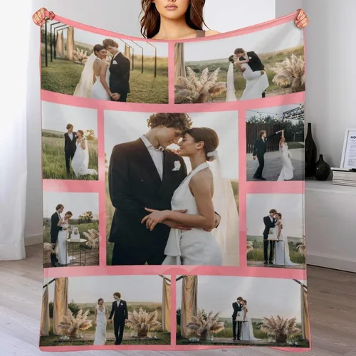 Miniatura 23 de M YESCUSTOM Manta personalizada con imagen y texto, manta personalizada de collage de fotos, mantas de vellón personalizadas para regalo de 1 imagen