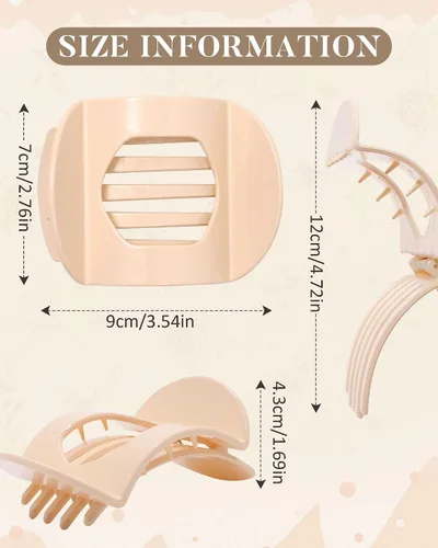 Miniatura 2 de AWAYTR 6 pinzas planas para el cabello para mujer, pinzas curvadas de agarre fuerte para cabello fino, pasadores de plástico antideslizantes