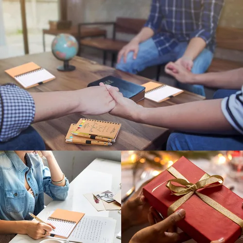 Miniatura 5 de Kosiz Juego de 60 unidades/30 unidades, regalo cristiano, versículo bíblico, bolígrafo de bambú en espiral, cuaderno bíblico con notas, cesta Papel