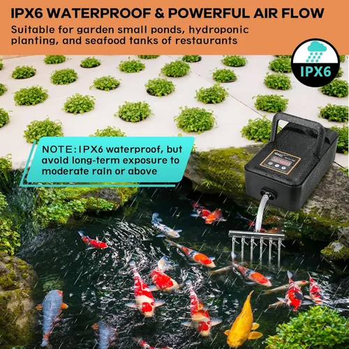 Miniatura 2 de hygger IPX6 Rechargeable Aquarium Pond Air Pump, Powerful Quiet Tank Air Pump with Hose Air Stone Check Valve Adjustable Flow Diverter Valve for