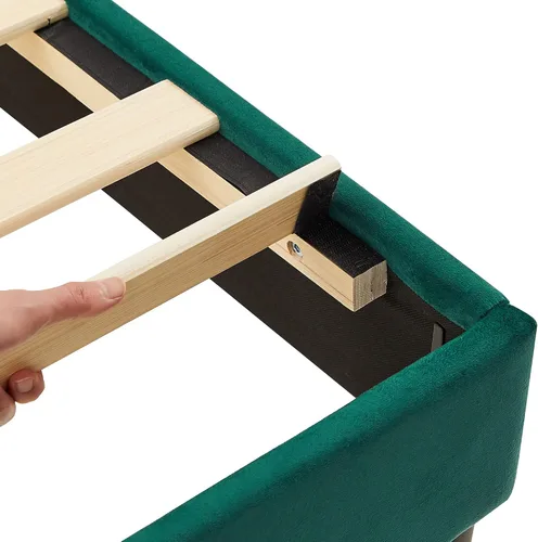 Miniatura 9 de VECELO Base de cama tamaño individual con plataforma tapizada de cuero de alta calidad con cabecera ajustable en altura / base de colchón, soporte