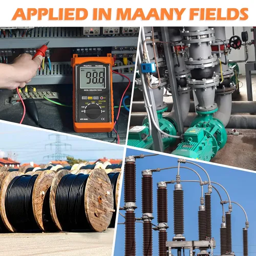 Miniatura 6 de Megohmmeter 200 Gig Ohm - Probador de resistencia de aislamiento digital de 500 V/1 kV/2.5 kV/5 kV, voltaje de rango automático, probador