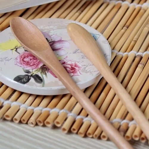 Miniatura 6 de Meiyahome - Cuchara helada de 8.3 in, cuchara ovalada de madera de 8 pulgadas, cuchara elíptica, cuchara agitadora de madera maciza, mango redondo