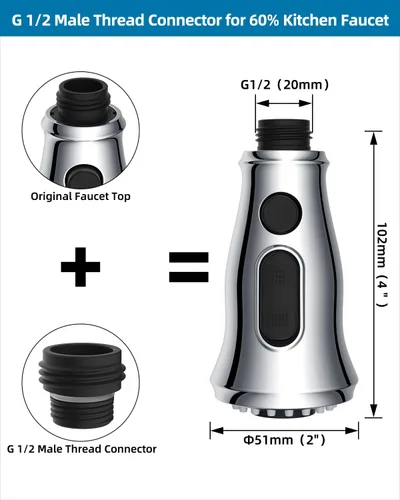 Miniatura 6 de Reemplazo universal de cabezal de grifo de cocina con 15 adaptadores compatible con estándar americano/Kohler/Moen/Delta, cabezal rociador de grifo