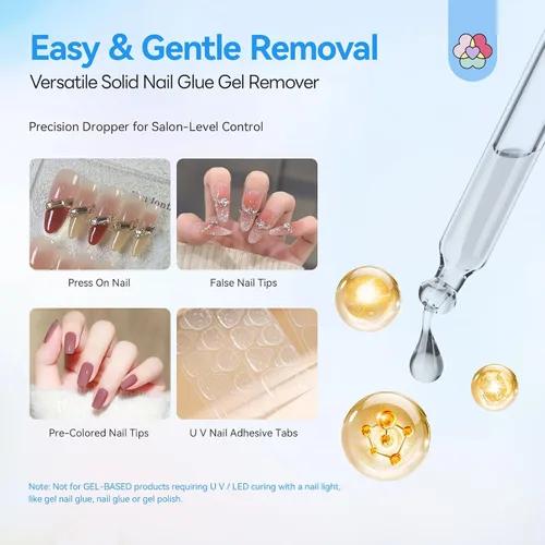 Miniatura 6 de SAVILAND Removedor de pegamento de uñas para uñas a presión: 1.7 fl oz removedor de pegamento de gel sólido para puntas de uñas, eliminación rápida