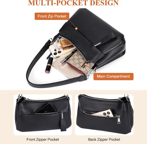 Miniatura 5 de Over Earth Genuine Leather Crossbody Bags for Women Small Hobo Handbags Shoulder Purses with 2 Detachable Straps