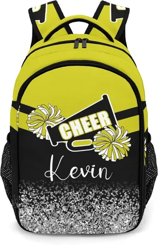 Miniatura 16 de XOZOTY Mochila de animadora púrpura claro personalizada con nombre para hombres y mujeres, bolso de hombro para computadora portátil, bolsa