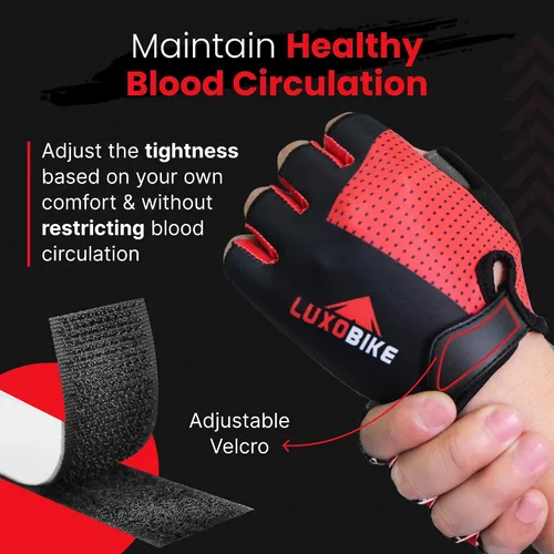 Miniatura 7 de Guantes de ciclismo, guantes de bicicleta de montaña, guantes de bicicleta Antideslizante, absorción de golpes, acolchado, transpirable, medio dedo