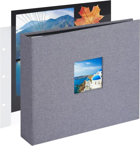 1DOT2 8x8 DIY pequeño álbum de recortes con 3 anillas, álbum de fotos, diario con 30 fundas de plástico, 60 páginas y cubierta de tela para bebé,
