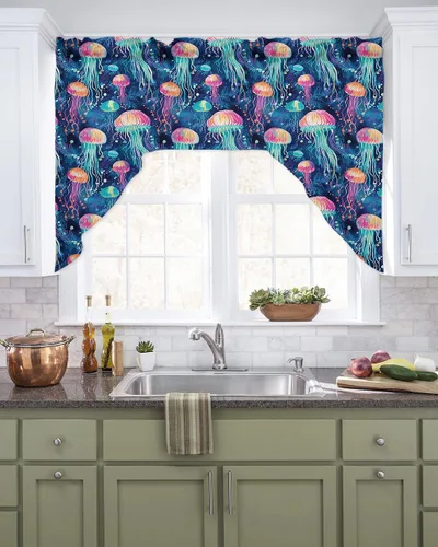 Miniatura 12 de Cortinas de cocina con cenefa de árbol de Navidad, cenefa con bolsillo para barra, paneles de cortina para dormitorio, sala de estar, baño