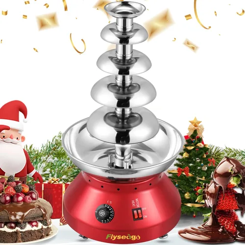 Miniatura 8 de Fuente de chocolate, torre comercial de fondue de chocolate caliente, 5 niveles, 7 libras, gran capacidad, máquina de calentamiento de fusión